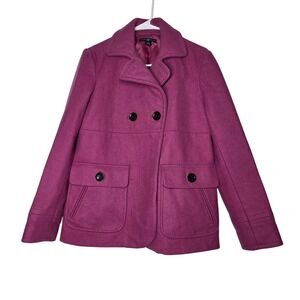 Gap Womens Magenta Pink Wool Blend Double Breasted Peacoat Jacket Size M 498590